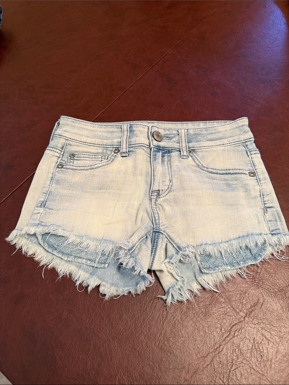 American Eagle Outfitters Light Blue Frayed Hem Denim Shorts